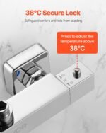 Thermostatic Shower Faucet Valve, 38℃ Secure Lock Thermostatic Shower Faucet Valve, Hot Cold Water Showering Faucets Temperature Control Valves For Bathroom, RV, Hotel, Two Holes & Chrome Silver - Image 3