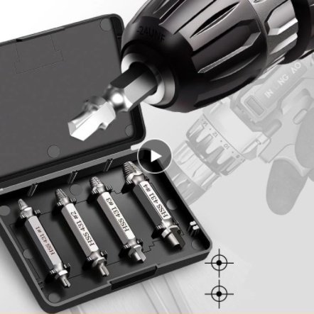 1622098656557.jpg HHS Double Ended Screw Extractor Damaged Screw Extractor Drill Bit Extractor Drill Set Broken Speed Out Bolt Extractor Bolt Stud - Image 1
