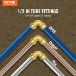 Pipe Fittings, 1/2" 12PCS Brass Pipe Fittings, Elbow Push-Fit Pipe Connector Brass Air Fittings, Heavy Duty Plumbing Fittings Adapter For Heating/Shower Systems, Water Pipes - Image 2