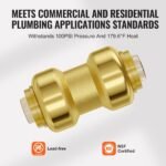 Pipe Fittings, 1/2" 12PCS Brass Pipe Fittings, Straight-Through Push-Fit Pipe Connector Brass Air Fittings, Heavy Duty Plumbing Fittings Adapter For Heating/Shower Systems, Water Pipes - Image 5