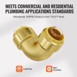 Pipe Fittings, 1/2" 12PCS Brass Pipe Fittings, Elbow Push-Fit Pipe Connector Brass Air Fittings, Heavy Duty Plumbing Fittings Adapter For Heating/Shower Systems, Water Pipes - Image 5