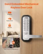 Mechanical Keyless Entry Door Lock, 14 Key Mechanical Door Lock, Mechanical Keypad Door Lock With Handle, Stainless Steel Waterproof Keyless Gate Lock, For Home Office Outdoor Fence Garage Yard - Image 2