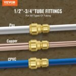Pipe Fittings, 1/2"-3/4" 12PCS Brass Pipe Fittings, Straight-Through Push-Fit Pipe Connector Brass Air Fittings, Heavy Duty Plumbing Fittings Adapter For Heating/Shower Systems,Water Pipes - Image 2