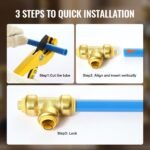 Pipe Fittings, 1/2" 12PCS Tee Brass Pipe Fittings, Push-Fit Pipe Connector Brass Air Fittings, Heavy Duty Plumbing Fittings Adapter For Heating/Shower Systems, Water Pipes - Image 4
