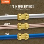 Pipe Fittings, 1/2" 12PCS Brass Pipe Fittings, Straight-Through Push-Fit Pipe Connector Brass Air Fittings, Heavy Duty Plumbing Fittings Adapter For Heating/Shower Systems, Water Pipes - Image 2