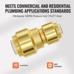 Pipe Fittings, 1/2"-3/4" 12PCS Brass Pipe Fittings, Straight-Through Push-Fit Pipe Connector Brass Air Fittings, Heavy Duty Plumbing Fittings Adapter For Heating/Shower Systems,Water Pipes - Image 5